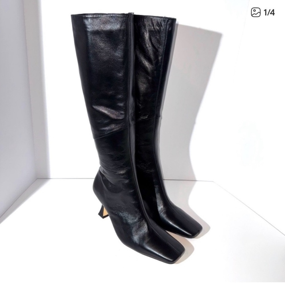 Tony Bianco Black Leather Over-the-Knee Boots